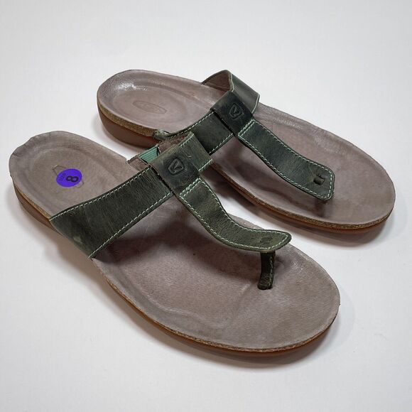 Keen Sandals Women’s Size 8‎ Dauntless Thong Green Leather Flip Flip Casual Hike - Picture 1 of 7